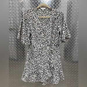 Topshop Black and White Spotted Wrap Dress